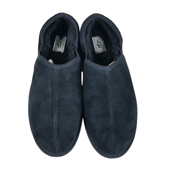 UGG Scuff Romeo II Slippers Men 13 Black Suede/Sheep Comfy Retro Cottage NWOB - Picture 4 of 10